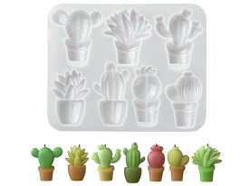 Molde silicona 7 cactus para iman